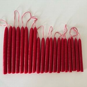 Tapered Scentless Hand Dipped Mini Candles Red 6” & 4” - 10 Pairs Total (20)